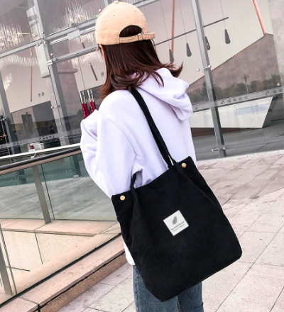 Large Capacity Women Corduroy Tote Ladies Casual Solid Color Travel Shoulder Bag Foldable Reusable Women Shopping Beach Bag #YJ