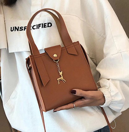 Women Small Square Bag PU Leather Deer Decor Handbag Crossbody Messenger Bags New Fashion Crossbody Bags for Women Bolsos Mujer