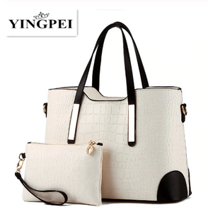 YINGPEI Women Bag Vintage Messenger Bags Shoulder Handbag Women Top-Handle Crocodile Pattern Composite Bag Purse Wallet Leather